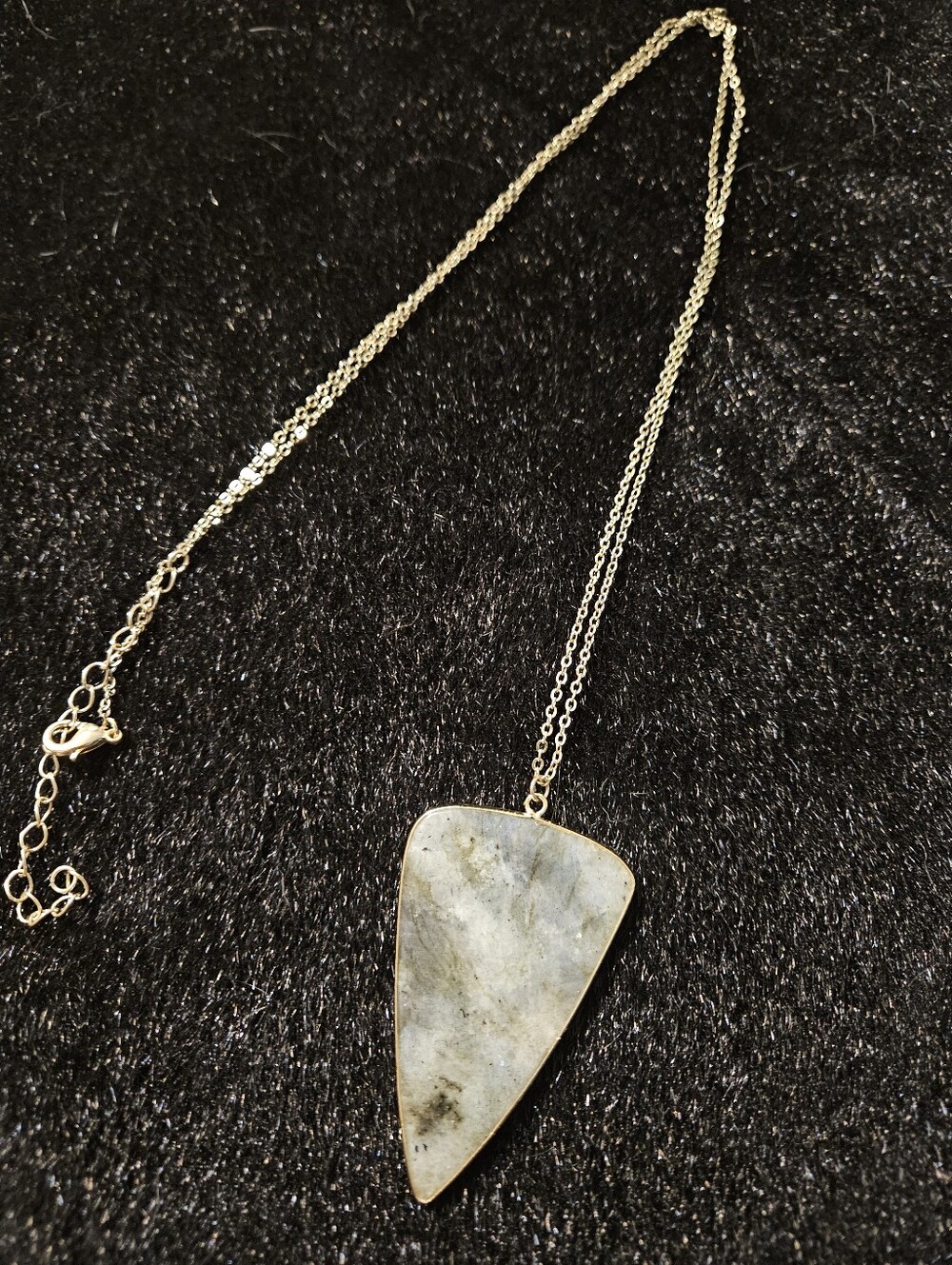 Gold Chain Necklace with Gray Labradorite Pendant